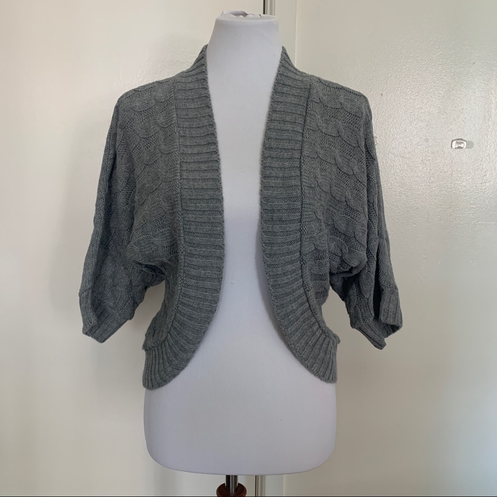 Wet Seal Gray Slouchy 3/4 Sleeve Cardigan sz Small